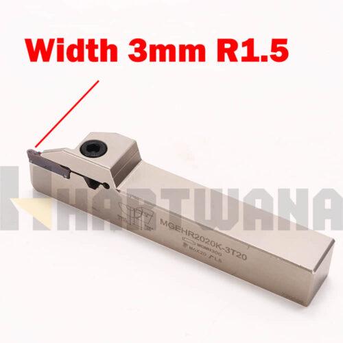 Round Corner Grooving Insert 3mm R1.5 Lathe Grooving Tool Holder MGEHR2020K-3T20