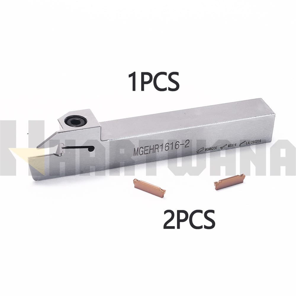 HARTWANA MGEHR1616-2 Lathe Grooving Turning Tool Holder Ground Carbide Insert MGGN200-T 2PCS