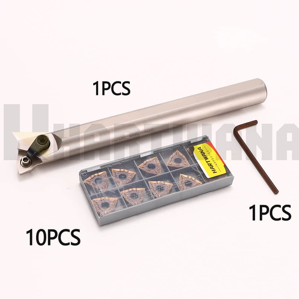 Lathe Indexable Boring Bar Holder S20R-MWLNR08 with Carbide Insert WNMG080404FH 10PCS