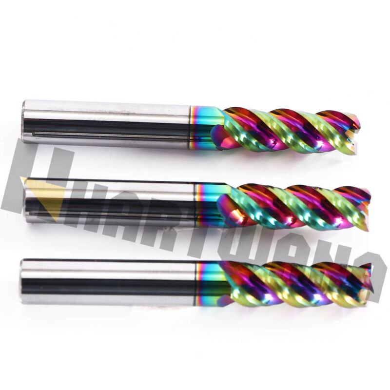 3PCS 5/16" Solid Carbide End Mills U-Flute Polished AlTiN 4 Flute D8X24X60X3T For Copper and Aluminum