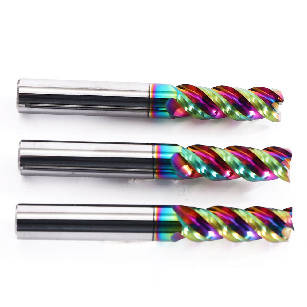 3PCS 5/16" Solid Carbide End Mills U-Flute Polished AlTiN 4 Flute D8X24X60X3T For Copper and Aluminum