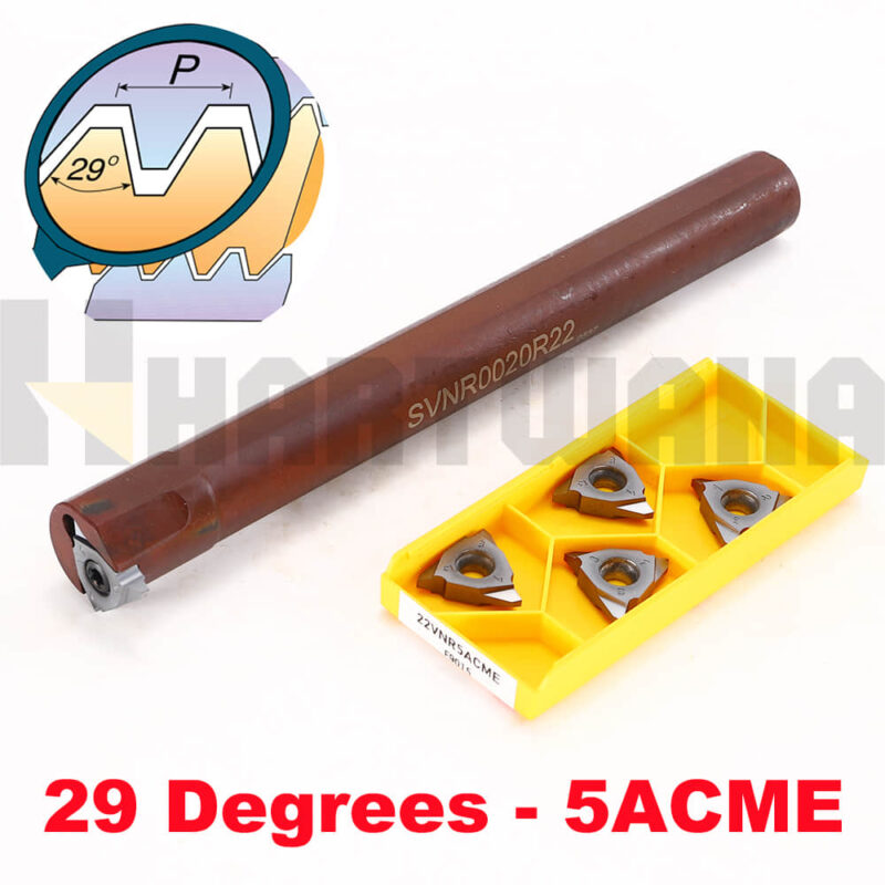 29 Degree 5ACME Carbide Threading InsertsTrapezoid lathe Indexable Internal Threading Holder SVNR0020R22