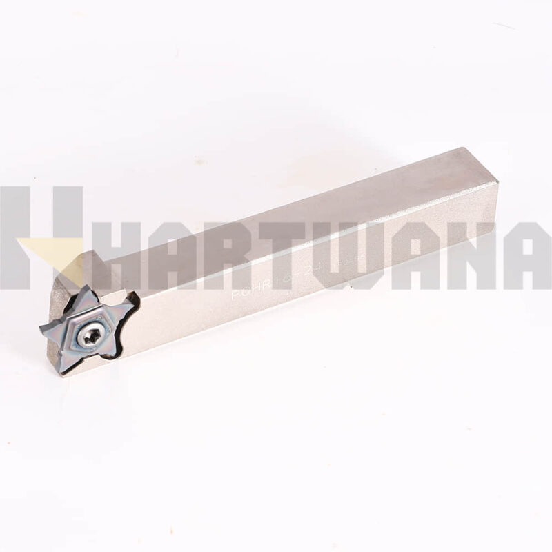 HARTWANA Lathe Grooving Holder 16mmX16mm PCHR16-24 Indexable Carbide Inserts Pentagonal 5 Flutes Width 2mm