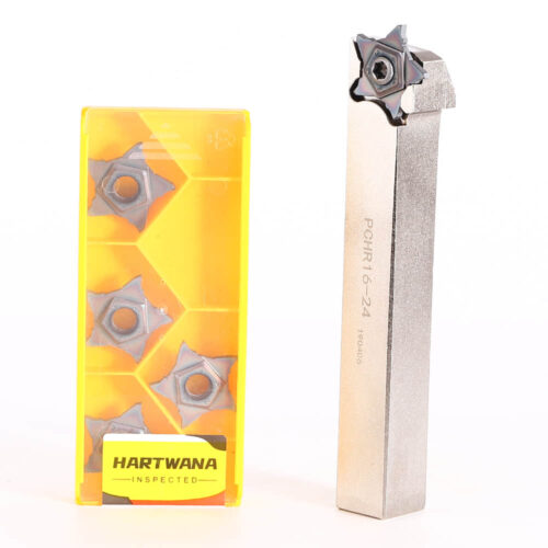 HARTWANA Lathe Grooving Holder 16mmX16mm PCHR16-24 Indexable Carbide Inserts Pentagonal 5 Flutes Width 2mm