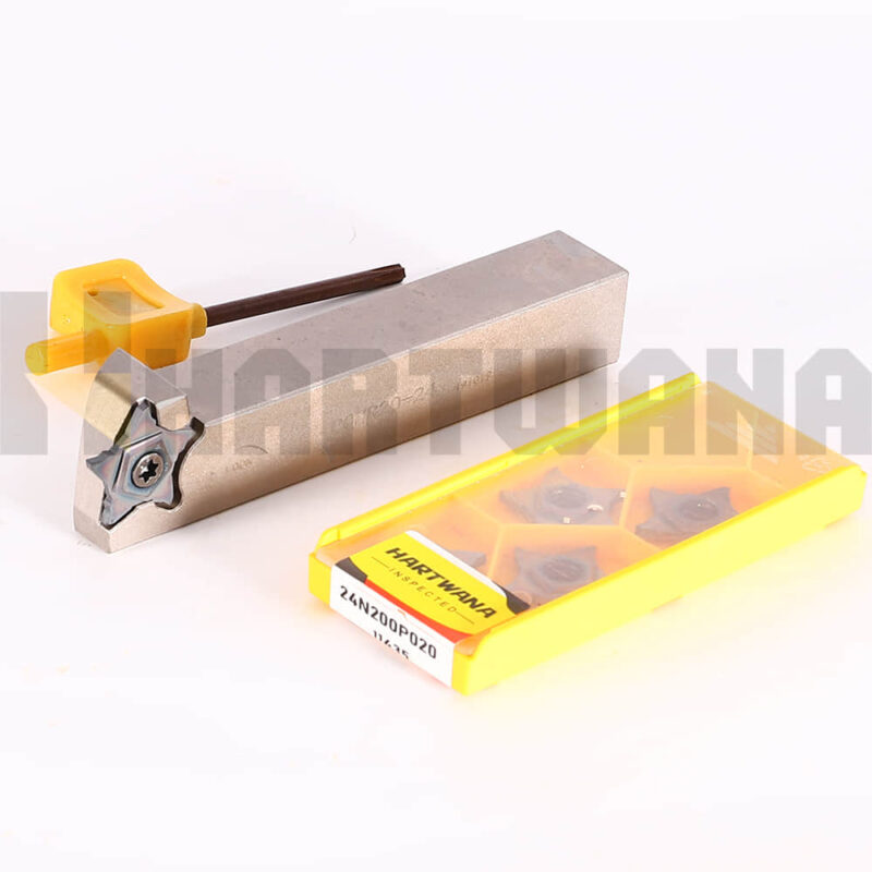 5PCS 24N200P020 Carbide Grooving Inserts Pentagonal 5 Flutes Width 2mm Indexable Lathe Holder PCHR20-24